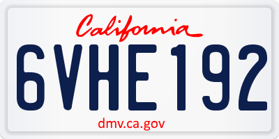 CA license plate 6VHE192