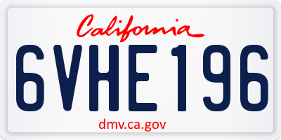 CA license plate 6VHE196