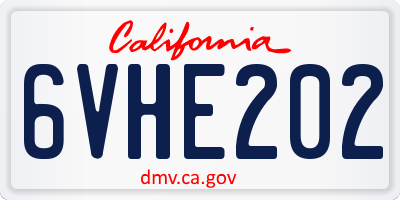 CA license plate 6VHE202