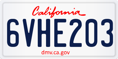 CA license plate 6VHE203