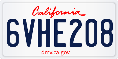 CA license plate 6VHE208