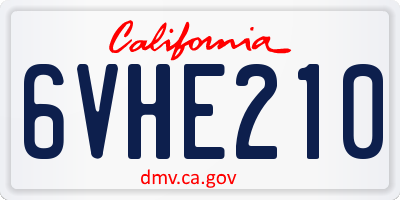 CA license plate 6VHE210