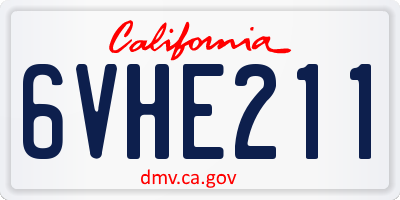 CA license plate 6VHE211