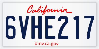 CA license plate 6VHE217