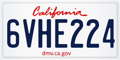 CA license plate 6VHE224