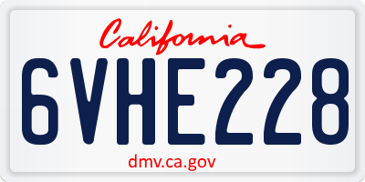 CA license plate 6VHE228