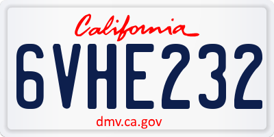 CA license plate 6VHE232