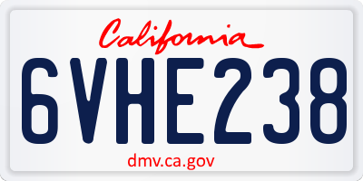 CA license plate 6VHE238