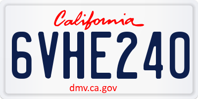 CA license plate 6VHE240