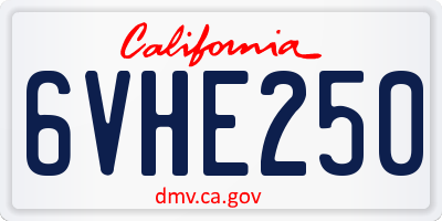 CA license plate 6VHE250