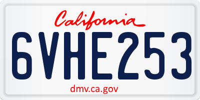 CA license plate 6VHE253