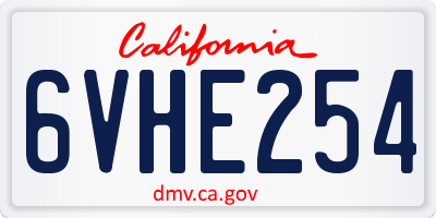 CA license plate 6VHE254