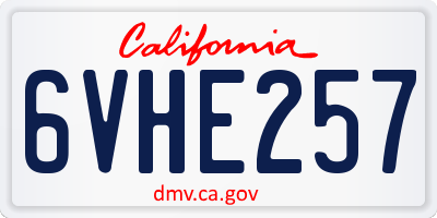 CA license plate 6VHE257