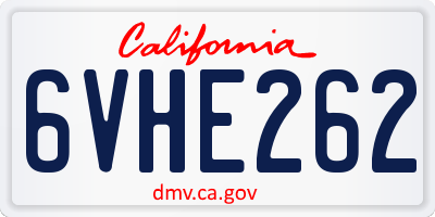 CA license plate 6VHE262
