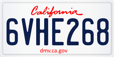 CA license plate 6VHE268