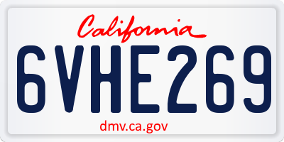 CA license plate 6VHE269