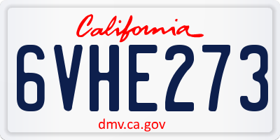 CA license plate 6VHE273
