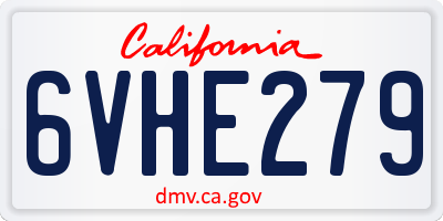 CA license plate 6VHE279