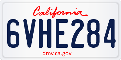 CA license plate 6VHE284