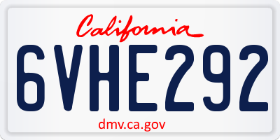 CA license plate 6VHE292