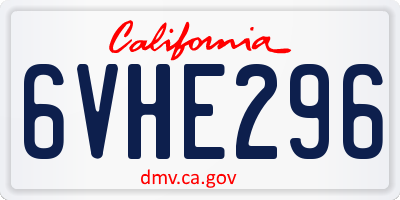 CA license plate 6VHE296