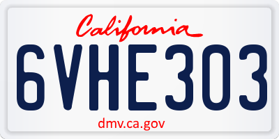 CA license plate 6VHE303