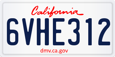 CA license plate 6VHE312