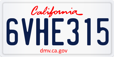 CA license plate 6VHE315