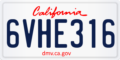 CA license plate 6VHE316