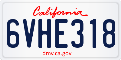 CA license plate 6VHE318