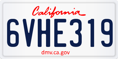CA license plate 6VHE319