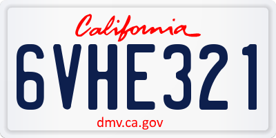 CA license plate 6VHE321