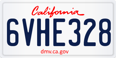 CA license plate 6VHE328