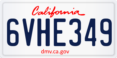 CA license plate 6VHE349