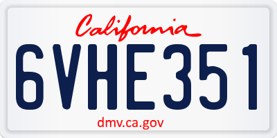 CA license plate 6VHE351