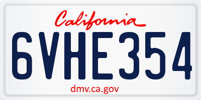 CA license plate 6VHE354