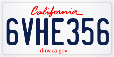 CA license plate 6VHE356