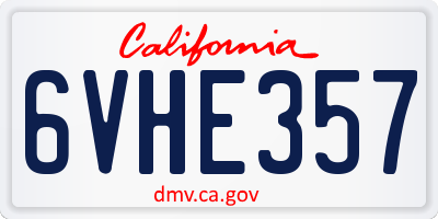 CA license plate 6VHE357