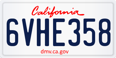CA license plate 6VHE358