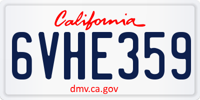 CA license plate 6VHE359