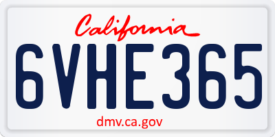 CA license plate 6VHE365