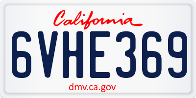 CA license plate 6VHE369