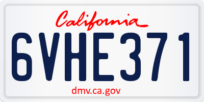 CA license plate 6VHE371