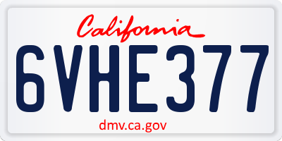 CA license plate 6VHE377