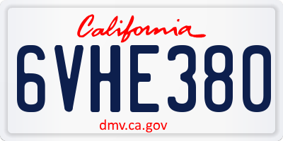 CA license plate 6VHE380
