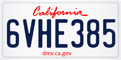 CA license plate 6VHE385