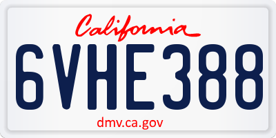 CA license plate 6VHE388
