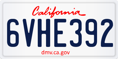 CA license plate 6VHE392