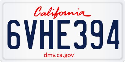 CA license plate 6VHE394
