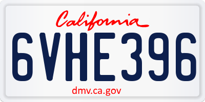 CA license plate 6VHE396